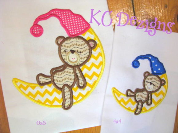 Charming Baby Girl Bear on Moon Design