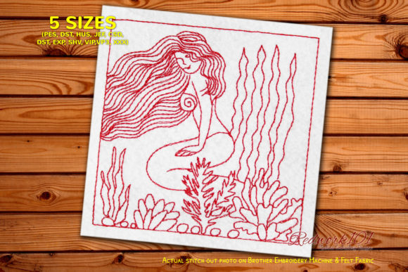 Charming Young Mermaid Embroidery for Gifts