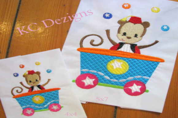 Cute Monkey Sitting in Train: A Perfect Holiday Embroidery