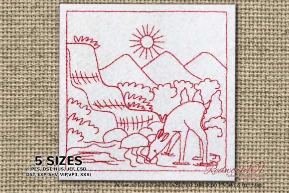 Deer Drinking Water: A Fresh Embroidery Touch