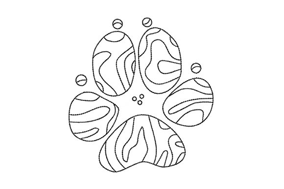 Exploring Dog Paw with Lines Embroidery