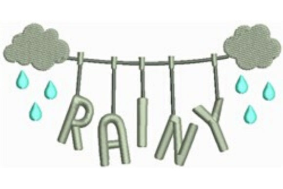 Rainy Clothesline: A Charming Embroidery Design