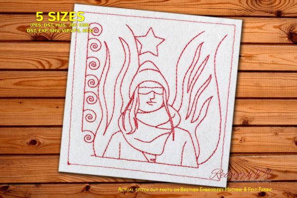 Women Wearing Glasses Redwork: A Stylish Embroidery Design