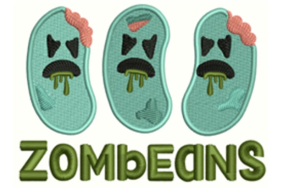 Zombeans: A Spooky Yet Stylish Embroidery Design